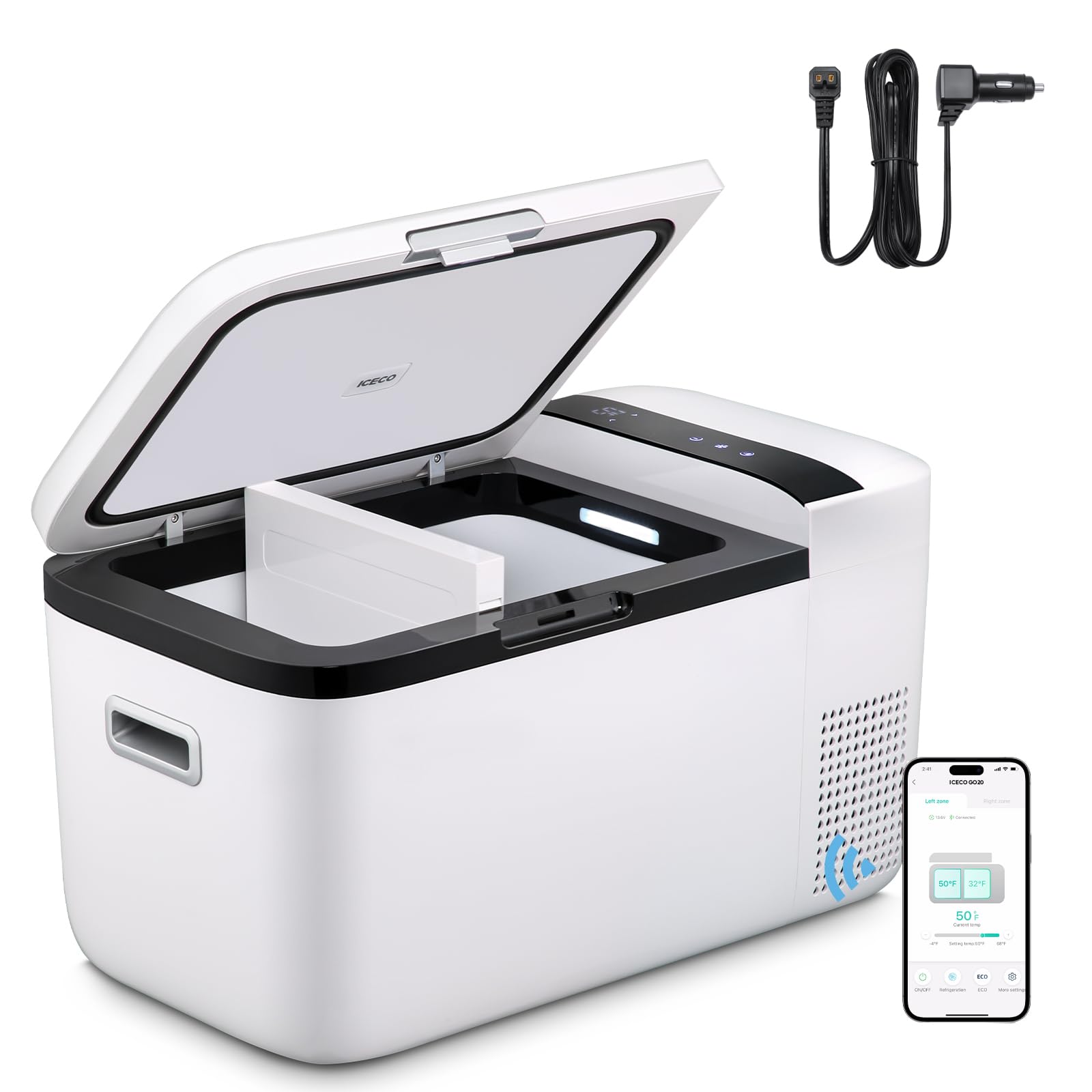 GO20ページ Amazon.com: ICECO GO20 Dual Zone 12V Refrigerator, 21Qt/20L